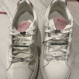 Women's White and Pink Sneakers